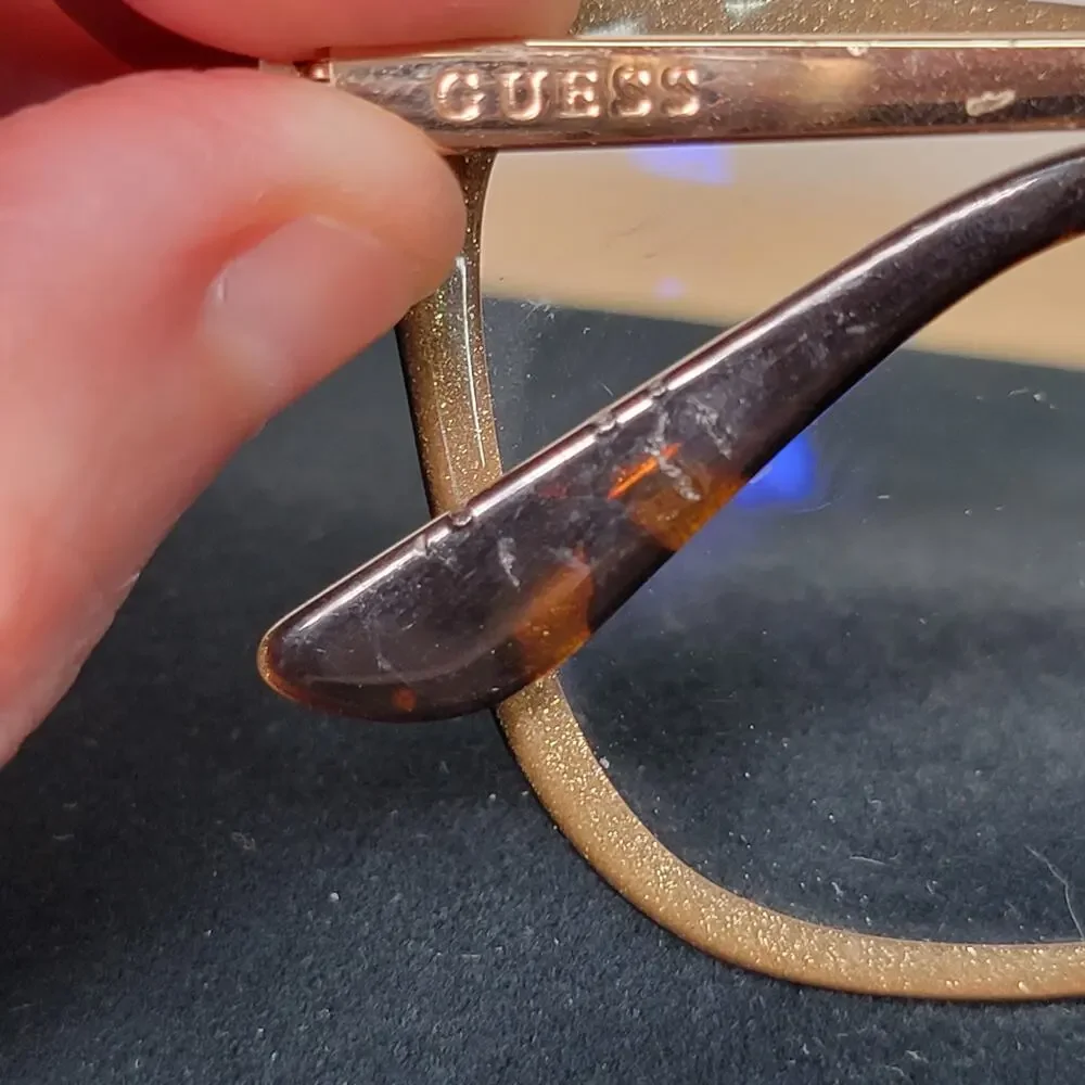 Guess Eyeglasses Gold Glitter / Black Frames 56/14 145
